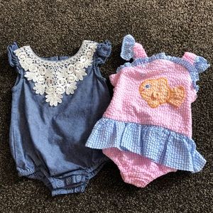 Two 0-3 month onesies from Cracker Barrell